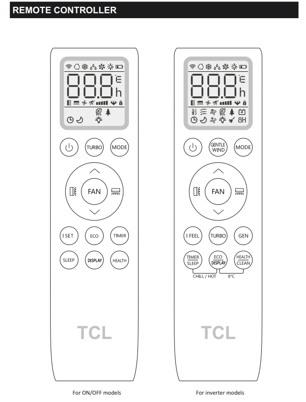 قابلیت های کنترل از راه دور کولر گازی TCL